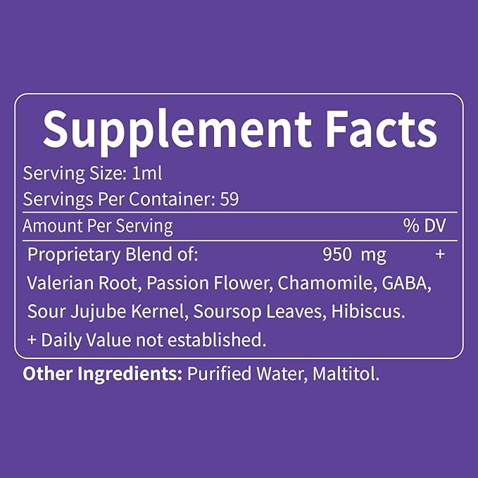 Passion Flower Sleep Support Liquid Drops Natural Herbal Formula with Valerian Root Chamomile Extract Support Sleep Soundly &amp Relaxation. High Bioavailability Supplement.4oz
