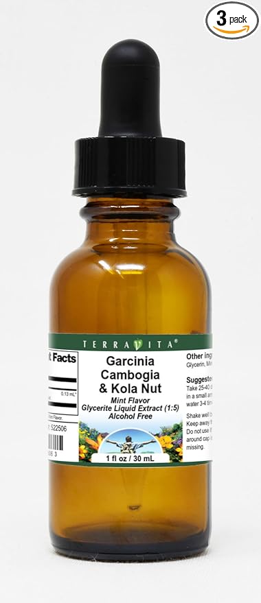 Garcinia Cambogia &amp Kola Nut Glycerite Liquid Extract (1:5) - Mint Flavored (1 oz ZIN: 522506) - 3 Pack