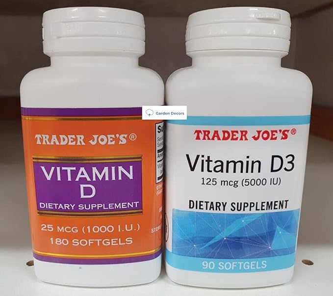 Trader Joe's2 Trader Joe’s Vitamin D 25 MCG &amp Vitamin D3 125 MCG Dietary Supplement (Two Bottles)