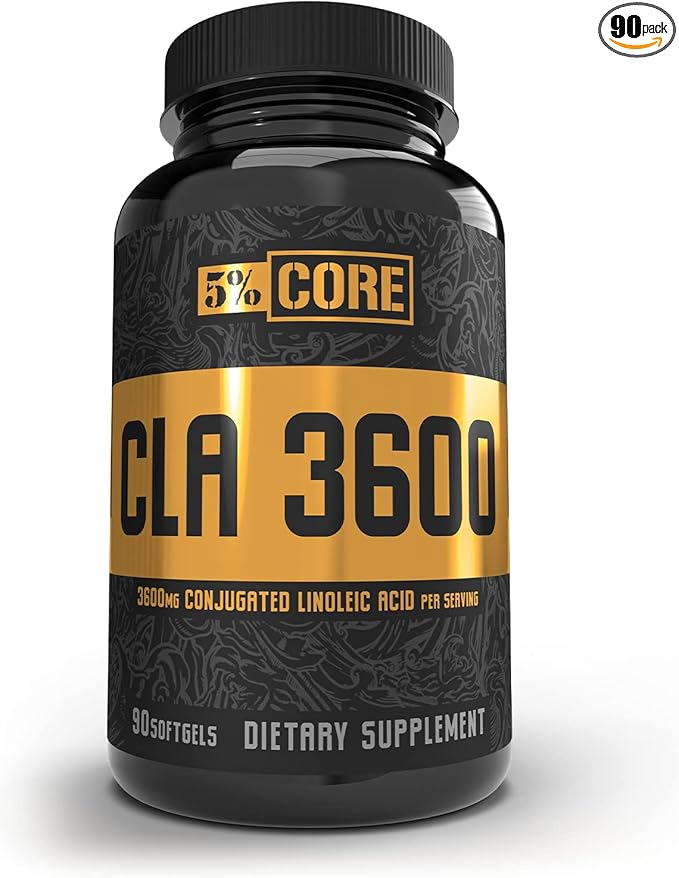 5% Nutrition Core CLA Supplement for Weight Loss Metabolism Support &amp Muscle Preservation | 3600 mg of Conjugated Linoleic Acid from 4500 mg of Safflower Oil (30 Servings / 90 Softgels)