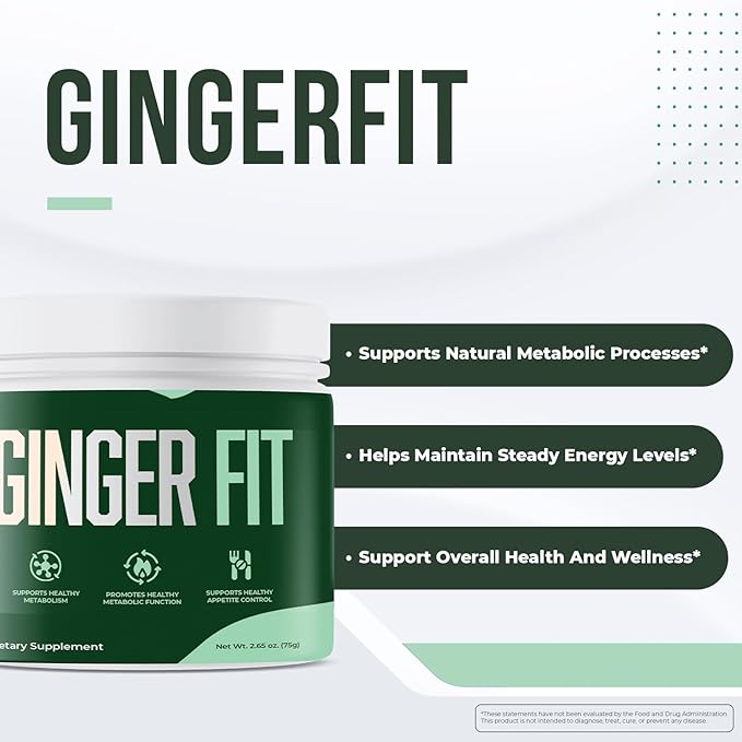 Ginger Fit – Daily Vitamin &amp Botanical Powder with Green Tea Extract Green Coffee Bean L-Carnitine &amp Chromium – Non-GMO Formula – Made in USA – 2.65 oz 30 Servings 1 Month Supply