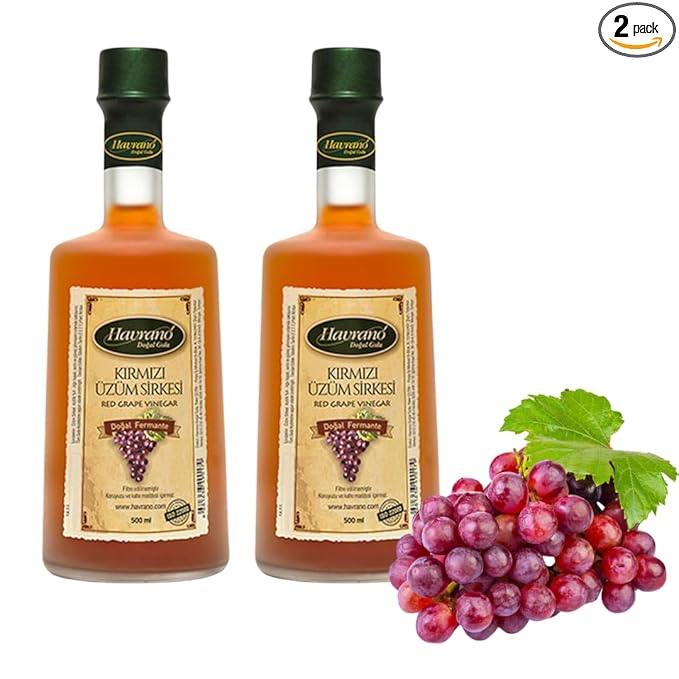 Natural Red Grape Vinegar Additive-free 100% Natural Fermented Organic Turkish product 500 ml - PACK OF 2
