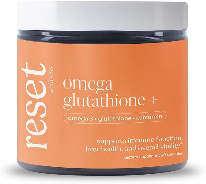Omega GLUTATHIONE+ | Omega-3 Fish Oil (EPA &amp DHA) Glutathione &amp Curcumin | Supports Heart Brain Liver Immune Health &amp Antioxidant Protection | 90 Capsules