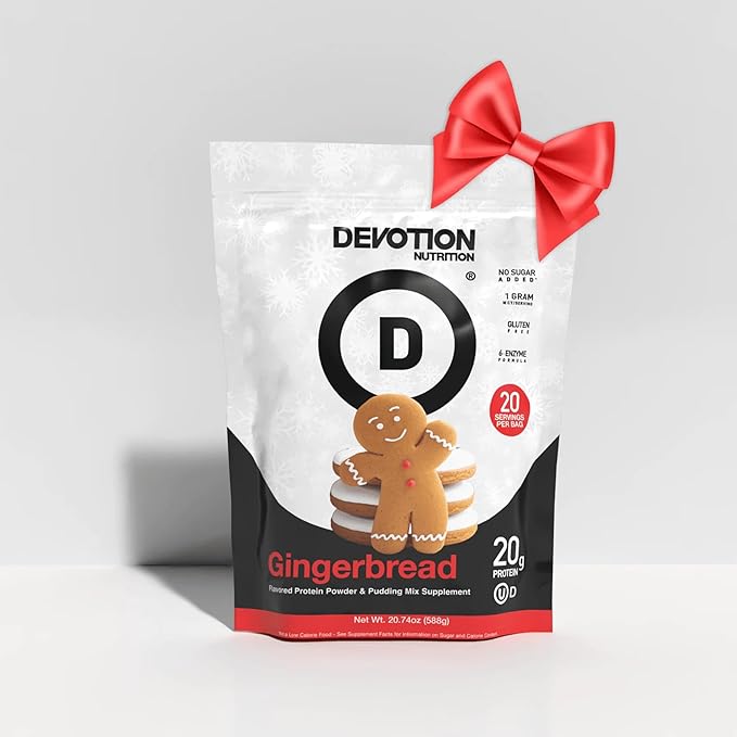 Devotion Nutrition Protein Powder Gingerbread – 20g Whey Isolate &amp Casein Protein Blend – No Added Sugar Low Carb Gluten-Free Keto-Friendly 1g MCT Kosher – 20 Servings