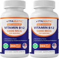 Vitamatic Vitamin B12 5000 mcg – 365 Fast Dissolve Tablets Berry Flavor – Supports Energy Production &amp Nervous System Health – Non-GMO Gluten-Free- 2 Pack