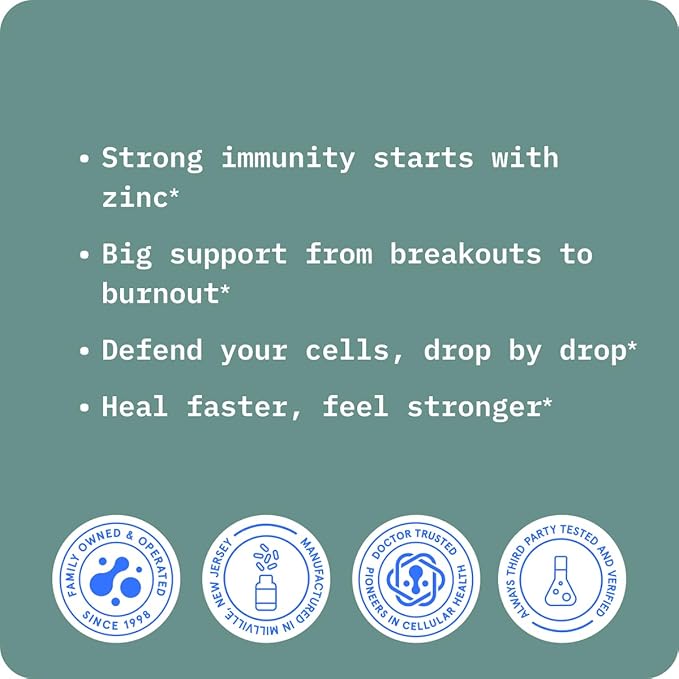 BodyBio Ionic Liquid Zinc Drops 2 oz | Immune Health &amp Cell Repair | Antioxidant | Ultimate Absorption | No Additives | Concentrated Liquid Zinc Supplement for Adults &amp Kids