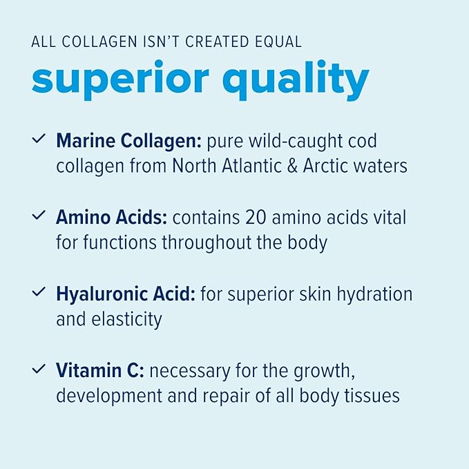 Just Bjorn Marine Collagen Peptides Starter Kit - Collagen Powder for Women &amp Men - Skin Hair Nail &amp Joint Support - Hyaluronic Acid Vitamin C Amino Acids - Unflavored (90 Servings)