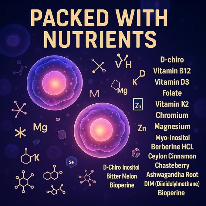 Sugar Free Myo-Inositol &amp D-Chiro Inositol Gummies for Women Berberine Vitamin D3 K2 DIM Magnesium Glycinate Oxide L-Methylfolate Supplement for Women Fertility Hormone Balance PMS Ovarian He
