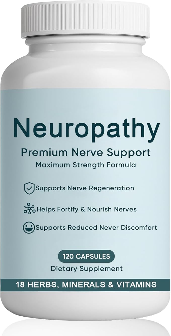 NerveBright Neuropathy Support Nerve Supplement Fortify Nerves in Fingers Hands Toes &amp Feet with 600 mg Pure Alpha Lipoic Acid Vitamins C D3 E B6 B12 Support Overall Nerve Health 120 Capsul