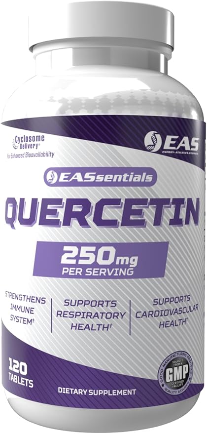 EAS Quercetin 250mg | Heart &amp Respiratory Health | Supports Immune Response | Gluten Free Non GMO | Better Absorption with Cyclosome Delivery | 120 Tablets