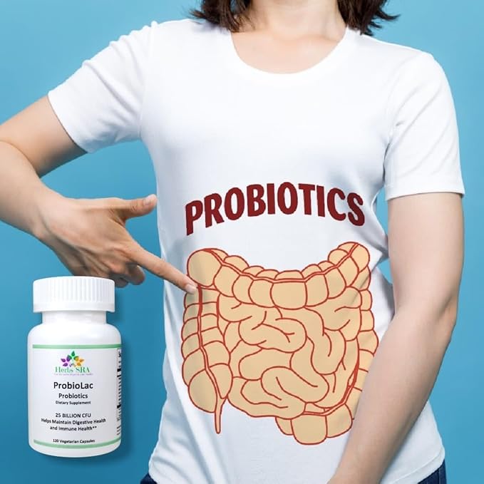 ProbioLac Probiotic Supplement with 25 Billion CFU Multi-Strain Probiotic Blend for Digestive &amp Immune Wellness 120 Vegetarian Capsules