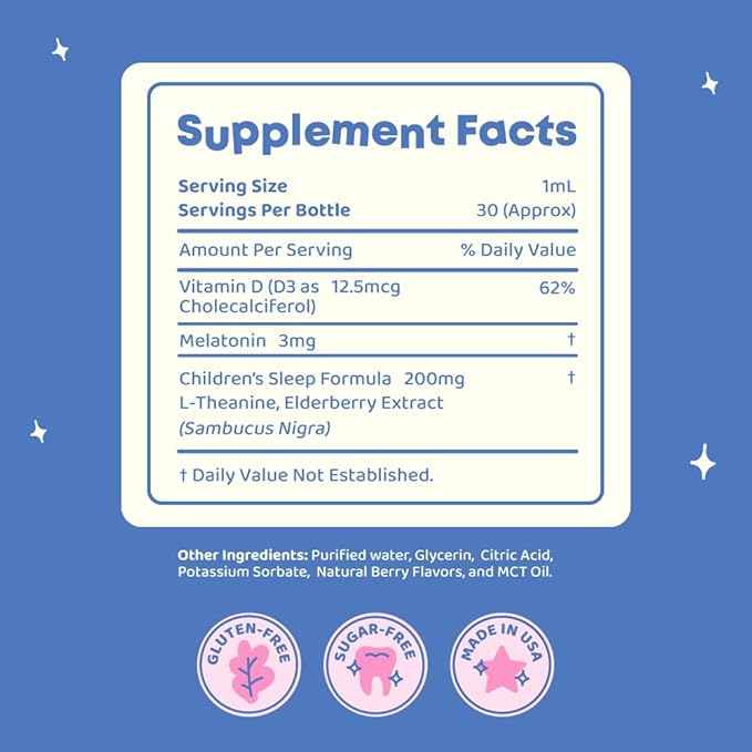 JoySpring SleepBerry Liquid Melatonin and Genius Drops Smartberry Vanilla for Kids