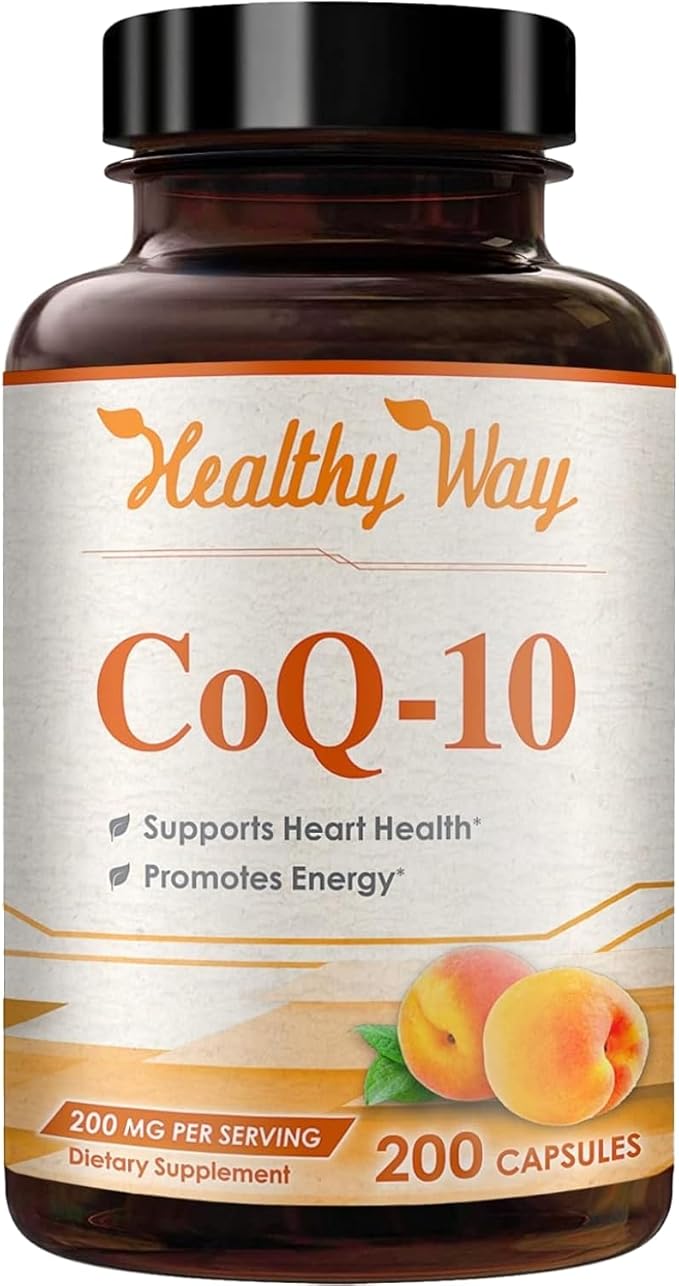 Coenzyme Q10 200mg CoQ10 Supplement -Once Daily CoQ10 200mg Powder Capsules for Heart Health Antioxidant &amp Energy Support -Non-GMO Quick Absorption Ubiquinone Q10 Coenzyme (Single)