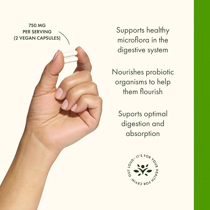 Swanson Prebiotic Fiber Capsules with NutraFlora FOS for Gut-Health-Conscious Adults Seeking Digestive Flora and Immune Support - 750 mg (120 Vegan Capsules 4 Pack)