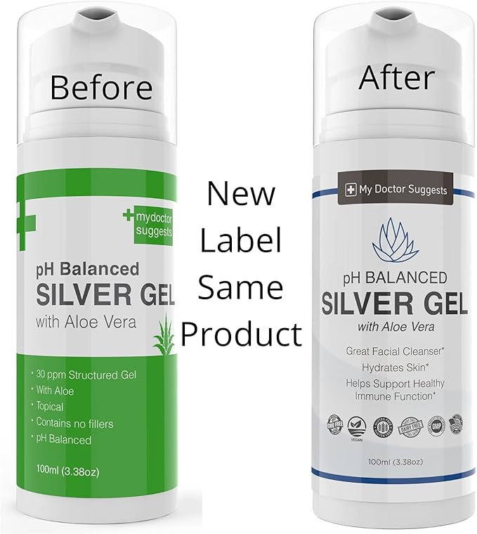 Colloidal Silver Gel Burn and Wound Care with Aloe Vera - 30ppm pH Balanced Formula Helps Soothe Burns Sores &amp Eczema - Structured Silver - Made in USA (3.38 oz)