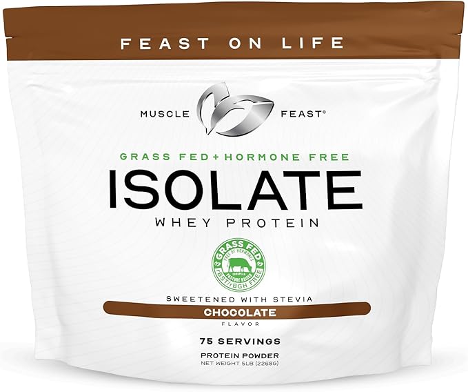 Muscle Feast Creatine + Isolate Big Bundle: 1 Creatine Powder (Unflavored 2lb) + 1 Whey Protein Isolate (Chocolate 5lb) | Premium Supplements Vegetarian Gluten Free
