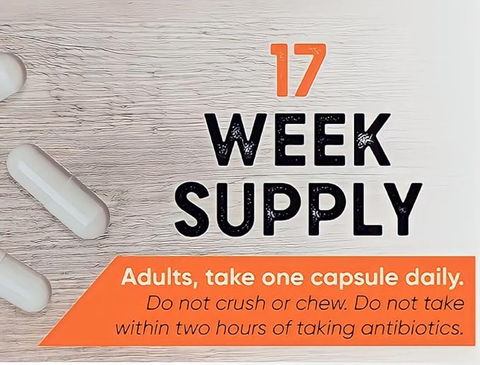 Berkley Jensen Natural 10 Strain Probiotic Supplement Capsules with 10mg B. Longum Loaded with Live Strains &amp Beneficial Gut Flora for Digestive &amp Immune Health - 17-Week Supply 120 Ct
