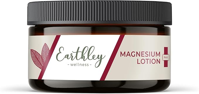 Earthley Wellness Magnesium Lotion Parent's Picks Award-Winner Magnesium Cream for Promoting Relaxation Rest &amp Muscle Recovery Natural Non-Itchy Fast-Absorbing Formula (6oz Original Lavend