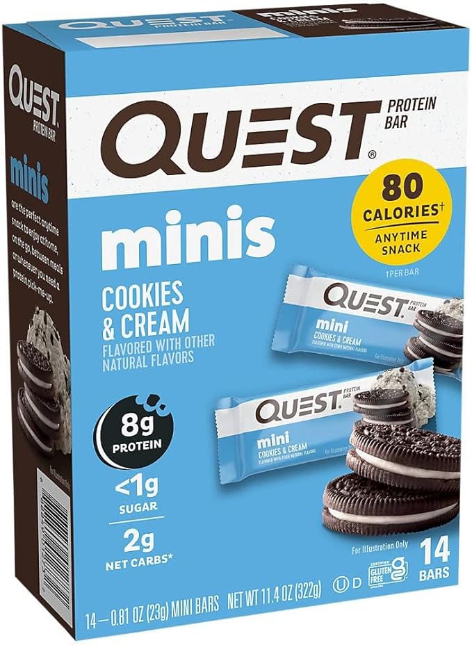 Quest Nutrition Mini Cookies &amp Cream Protein Bars High Protein Low Carb Keto Friendly 14 Count &amp Cheese Crackers Cheddar Blast High Protein Low Carb