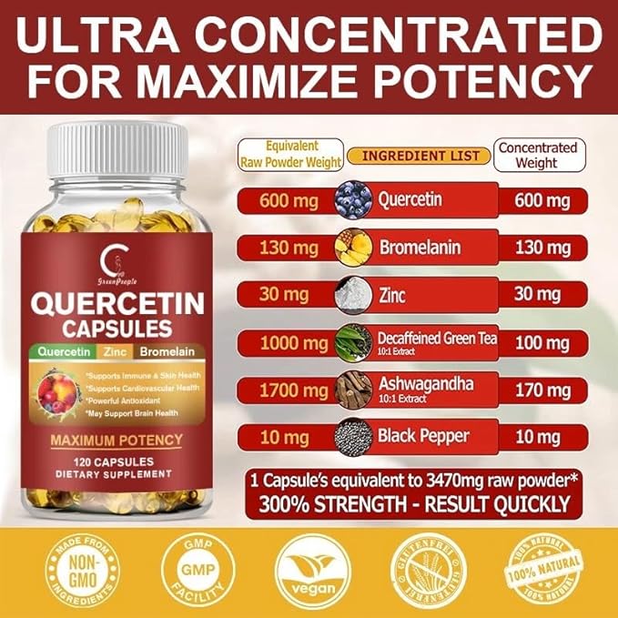 Quercetin Supplement with Vitamin C and Zinc - Ultimate Immune Booster