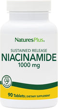 NaturesPlus Niacinamide Sustained Release - 1000 mg 90 Tablets - High-Potency Vitamin B3 Supplement - Vegetarian Gluten Free - 90 Servings