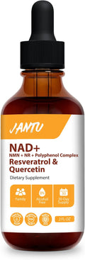 Jantu NAD+ Resveratrol and Quercetin Supplement 2 FL OZ Liquid Tincture with L-Ascorbic Acid 30-Day Supply Alcohol-Free Dietary Supplement