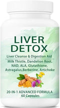 Liver Cleanse Detox &amp Repair Capsules 20-in-1 Liver Detox Supplement with Dandelion Root Turmeric Milk ThistleArtichoke Leaf for Liver Cleanse &amp Digestion Aid Health 60 Capsules
