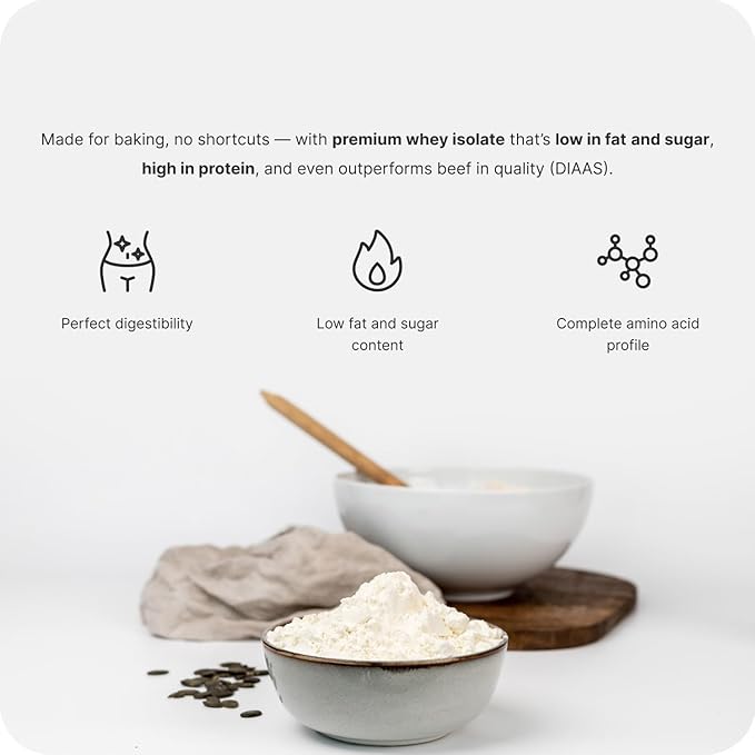 87% Baking Protein - Whey Protein Isolate Low Sugar Baking Pancakes Cakes Cookies High Protein Powder Gluten Free Healthy Dessert Vanilla Flavor Baking Mix 17.64oz