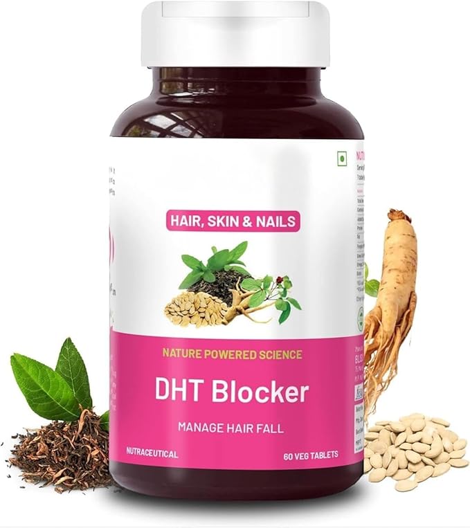 BiotinPumpkin SeedGreen TeaOmega 3Vitamin CEB6ZincSeleniumBetasitosterolReduce Hair Fall Stimulate Hair Growth &amp Regrowth Supplement-60 Vegetarian Tablets