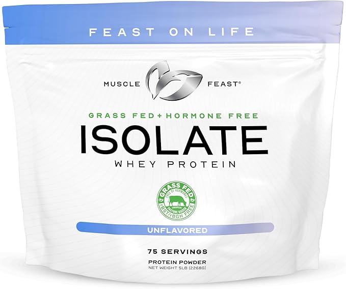 Muscle Feast Creapure Creatine Monohydrate - Unflavored 300g (x1) and Isolate Whey Protein Powder - Unflavored 5lb (x1) - Muscle Recovery and Performance Bundle