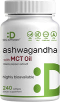 DEAL SUPPLEMENT Ashwagandha Extract 300mg with Black Pepper Extract 240 Softgels – Ayurvedic Root Extract with Added MCT Oil – Active Withanolides – Non-GMO Lab Tested