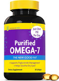 InnovixLabs Purified Omega 7 Supplement - 210 mg Omega-7 Palmitoleic Acid Fish Oil for Metabolism &amp Triglyceride Support Essential Fatty Acids IFOS Approved 30 Softgels