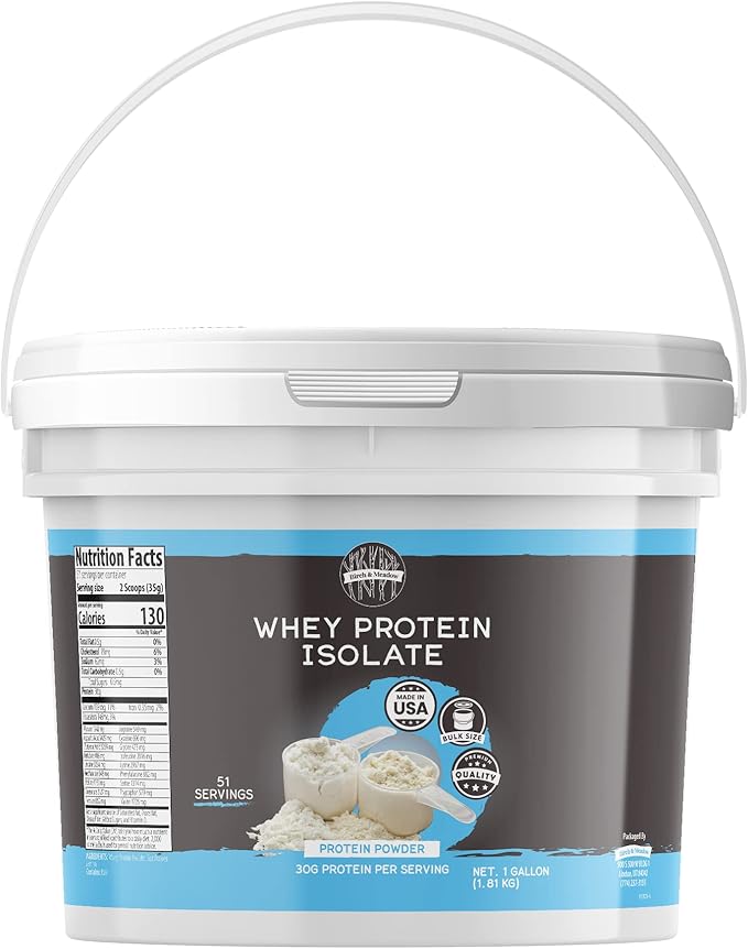 BIRCH &amp MEADOW 1 Gallon of Whey Protein Isolate Powder Workout Supplement Unflavored