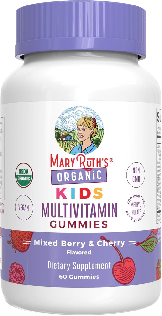 MaryRuth Organics Gummies for Kids–Multivitamin (Mixed Berry &amp Cherry) &amp Probiotic (Strawberry) | USDA Organic No Gelatin! | Vitamins for Immunity Gut Health &amp Overall Wellness | Vegan