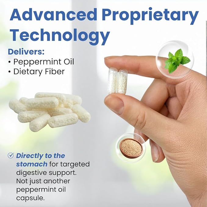 GutCalm - IBS Relief - Peppermint Oil Capsules - Bloating Gas Constipation and Digestive Comfort Supplement - 48/ct