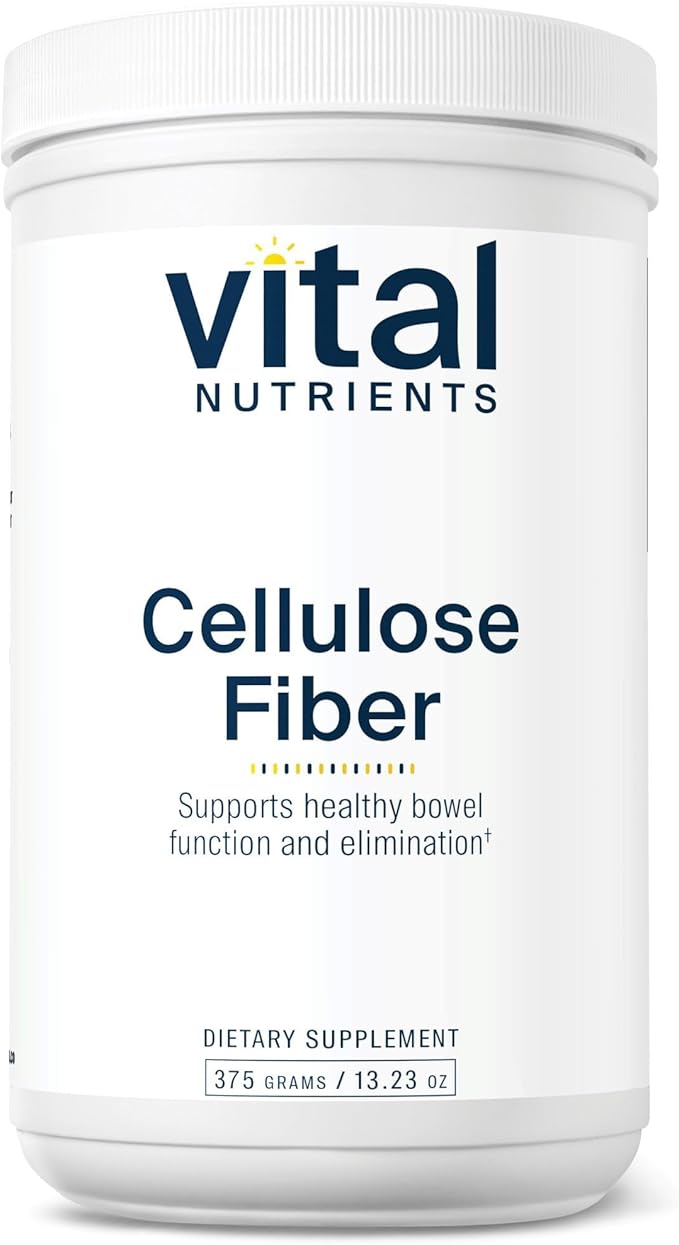 Vital Nutrients Cellulose Fiber Powder - 375g Cellulose Insoluble Fiber Powder - Fiber Supplement Powder Supports Healthy Bowel Function - Gluten Dairy Soy Free - Non-GMO - 60 Capsules