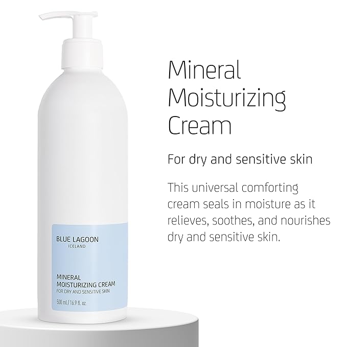 Blue Lagoon Skin Science - Mineral Moisturizing Cream - Contains Blue Lagoon Seawater - Hydrates Dry Skin - Lightweight Creamy Texture - No Fragrance - 500ML