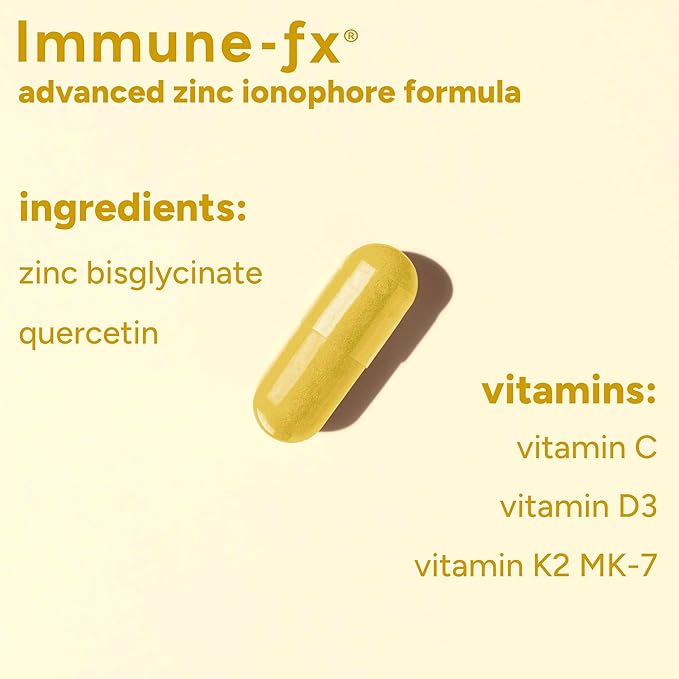 PPO Lab® Immune-fx™ Advanced Zinc Ionophore One-A-Day Immune Support Supplement with Zinc Bisglycinate Quercetin Vitamin C D3 K2 for Respiratory Heart Histamine Antioxidant Health 120 Capsules