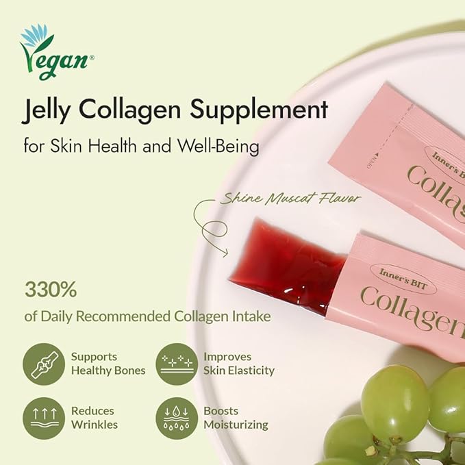 MIZON INNERSBIT Collagen Jelly 3300 Vegan Korean Collagen Jelly Snack with Vitamin C Hyaluronic Acid Biotin &amp Glutathione Edible Collagen Supplement for Skin Halal Certified (28)