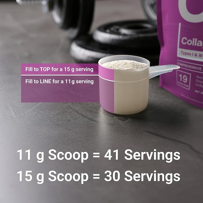 Essential Elements Hydrolyzed Collagen Peptides Powder for Men &amp Women - Joint Skin Hair &amp Nail Support - 15 Grams of Type I &amp III Grass-Fed Bovine Collagen - 30 Servings