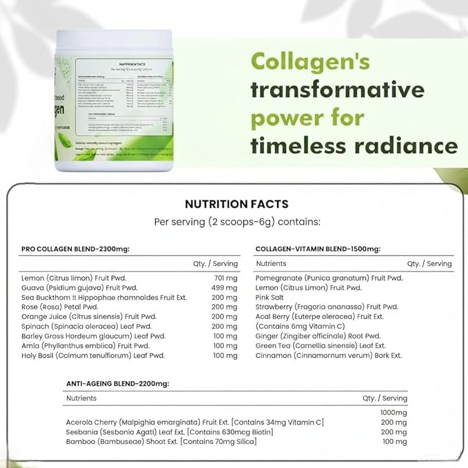 Plant Based Collagen Builder 90GM for Youthful &amp Glowing Skin. Collagen Powder for Men and Women