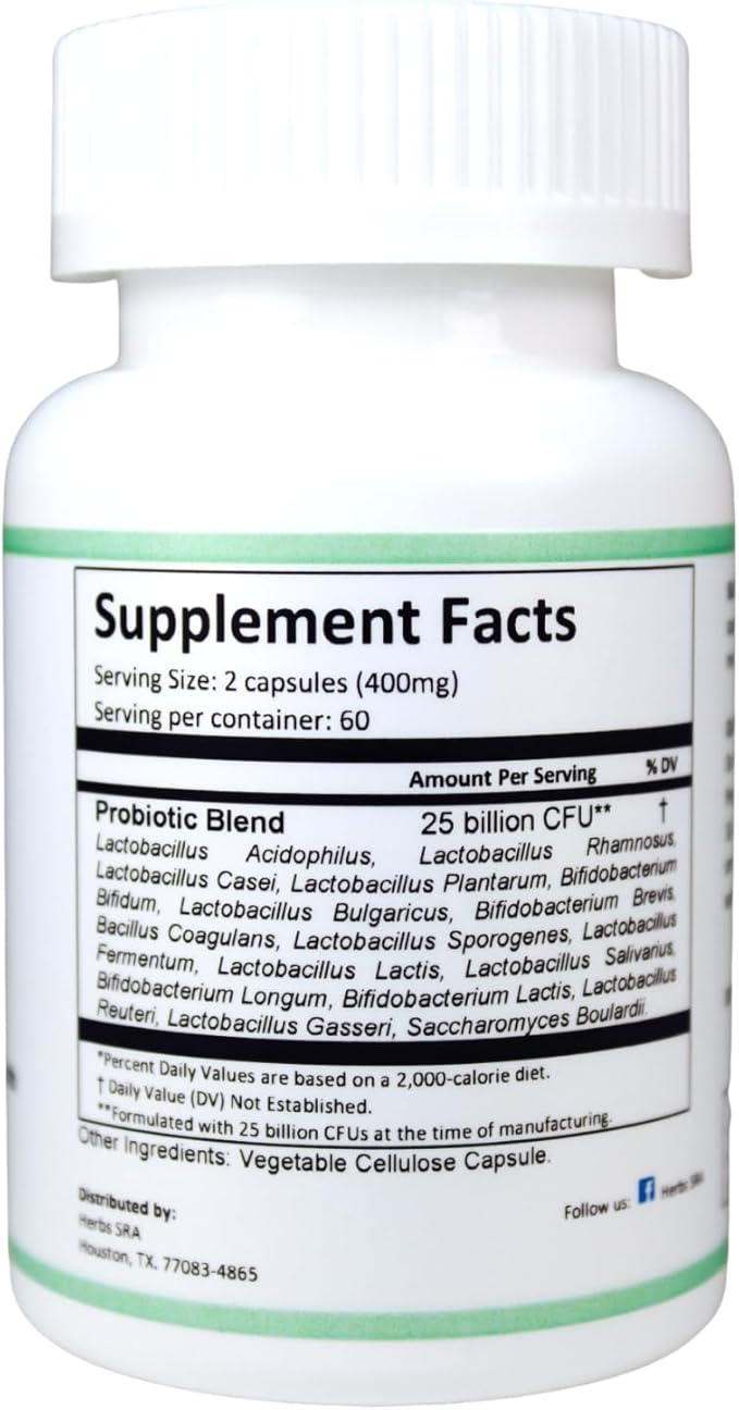 ProbioLac Probiotic Supplement with 25 Billion CFU Multi-Strain Probiotic Blend for Digestive &amp Immune Wellness 120 Vegetarian Capsules