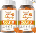 2 Packs 600MG CoQ10 Gummies - 3X Better Absorption Coenzyme Q10 (Ubiquinone) Gummies for Adults Co Q10 Supplement Plus Omega-3 Magnesium Vitamin B3 &amp ZincEnergy Brain＆ Heart Support120 Count