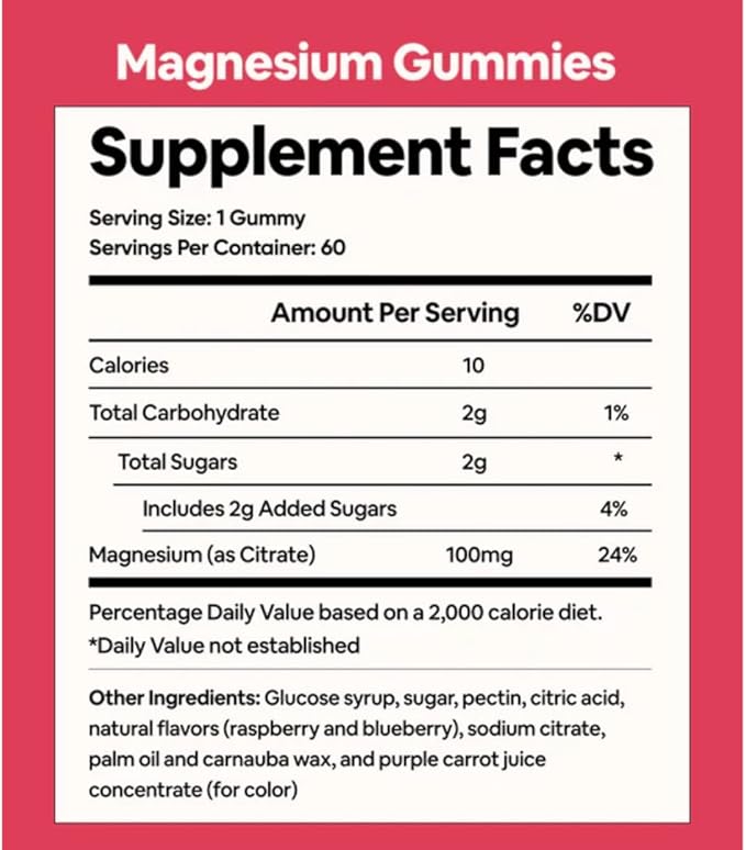 Black Girl Vitamins - Magnesium Gummies for Sleep Immunity and Bone Support. Magnesium Citrate Supplement with (100mg) per Serving Gluten-Free (Mixed Berry). 60ct