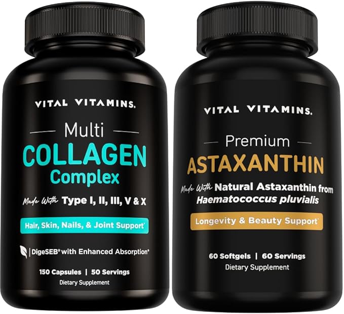 Vital Vitamins Multi-Collagen 150 ct + Astaxanthin Antioxidant Complex 60 ct