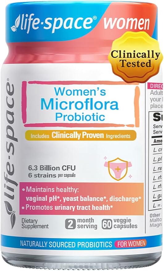 Life-Space Probiotic for Women 2 Month Serving Support Healthy Vaginal Microflora &amp Comfort Daily Supplement for Women pH Balance with Lactobacillus rhamnosus 6.3 Billion CFU &amp 6 Strains