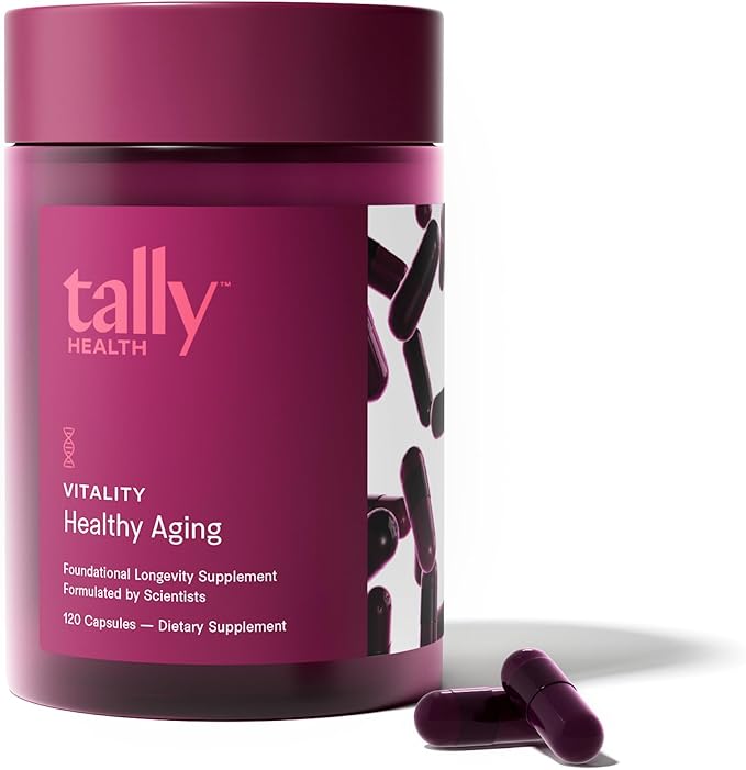 Tally Health Vitality Longevity Formula – Spermidine + Fisetin + Quercetin + Resveratrol + Calcium Alpha-Ketoglutarate | Supports Cellular Renewal Healthy Aging Energy &amp Autophagy | 120 Capsules