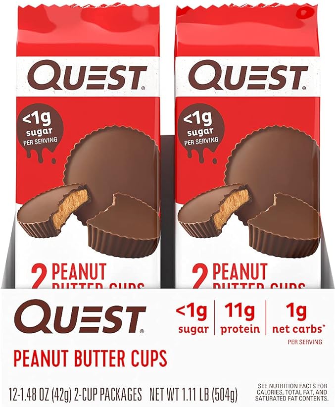 Quest Vanilla Protein Shake High Protein Low Carb Gluten Free Keto Friendly 11 Fl.Oz 4 Count (Pack of 3) and Quest Nutrition Peanut Butter Cups 12 Count (Pack of 1) (total- 17.76 Ounce)