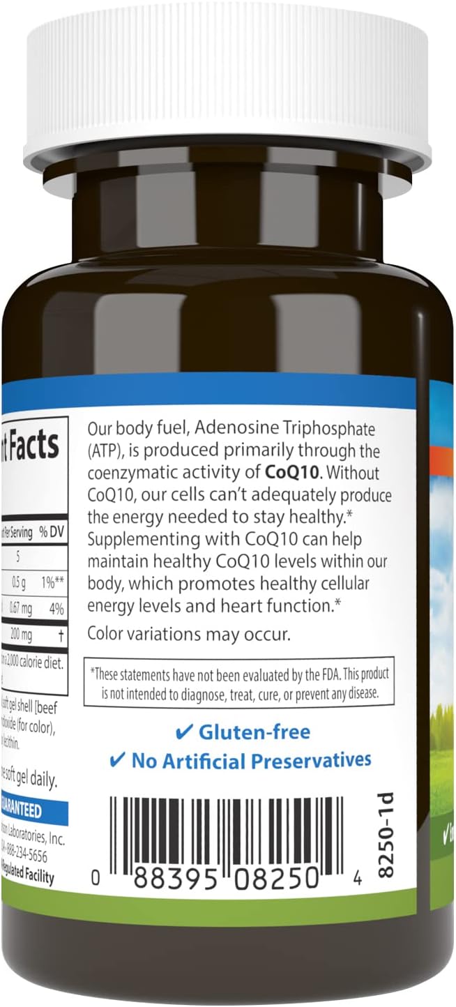 Carlson - Co-Q10 Co-Enzyme Q10 200 mg Energy Production &amp Heart Function 30 Softgels