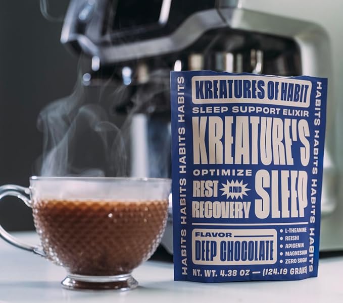 Kreatures of Habit | KREATURE'S Sleep | Sugar-Free Sleep Support Elixir | with Ashwagandha Chamomile GABA L-Theanine Reishi &amp Magnesium | Chocolate